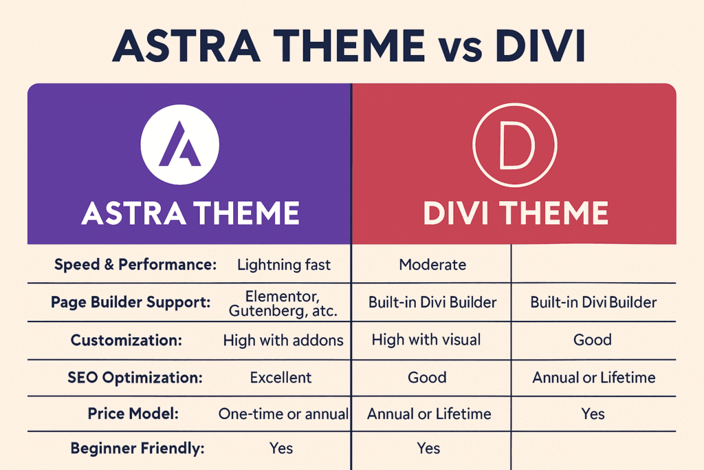 Astra theme vs Divi